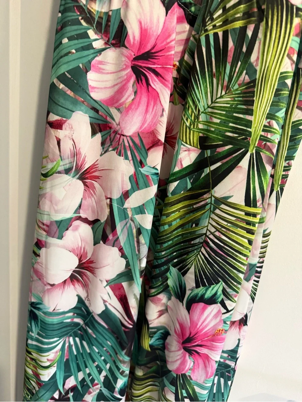 Tropical Floral Green and Pink Girls' One-Piece dress maxi